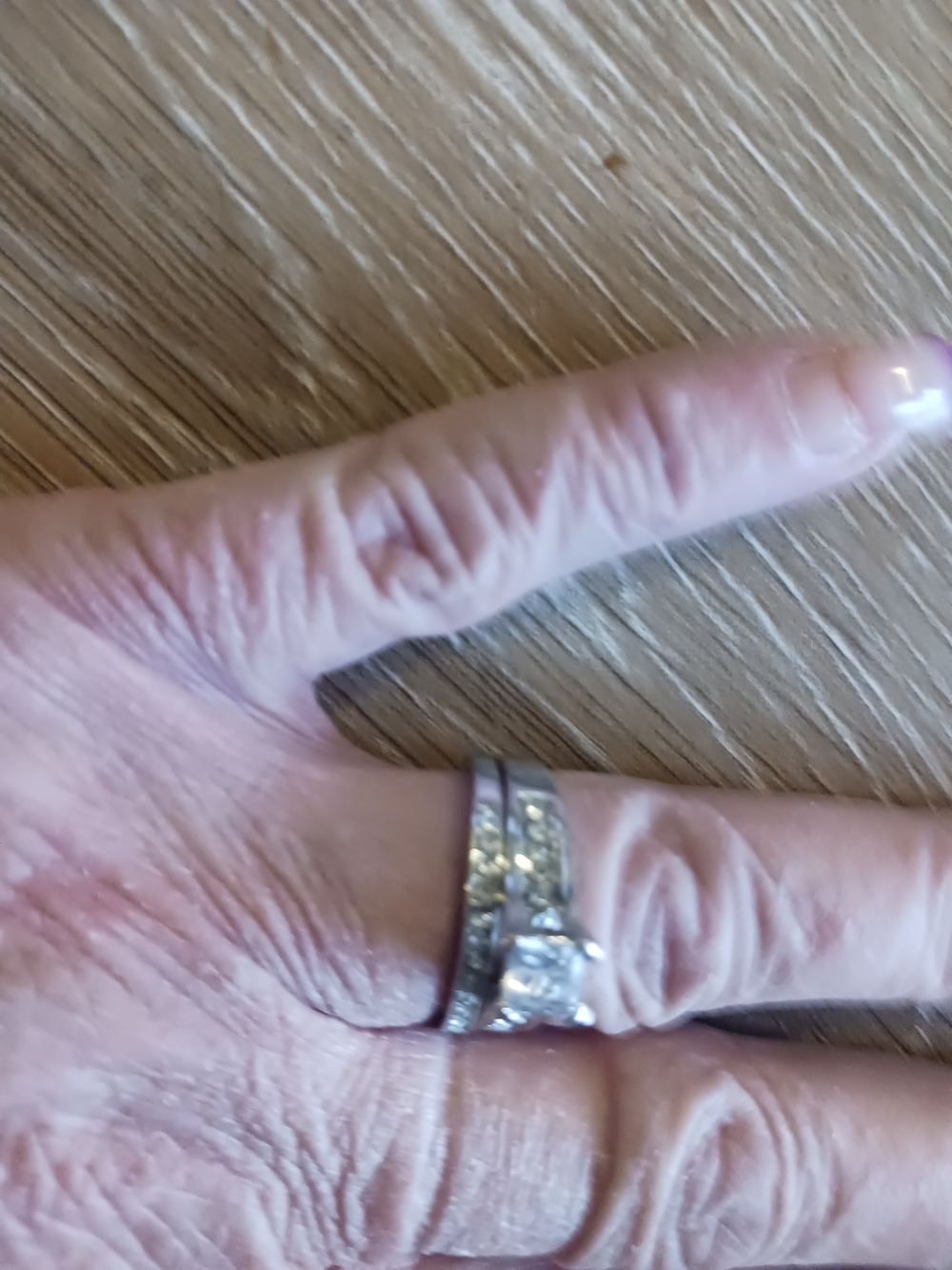 Silver-Tone Crystal Bridal Ring Set - Clear